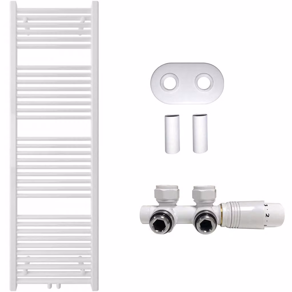 Kit radiatore per bagno Lincoln - riscaldamento centralizzato - attacco centrale da 50 mm - 484W - bianco lucido - 1600x500 mm