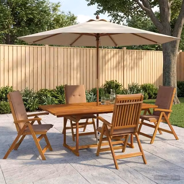 Set da pranzo da giardino 5 pezzi Naturale 3434497
