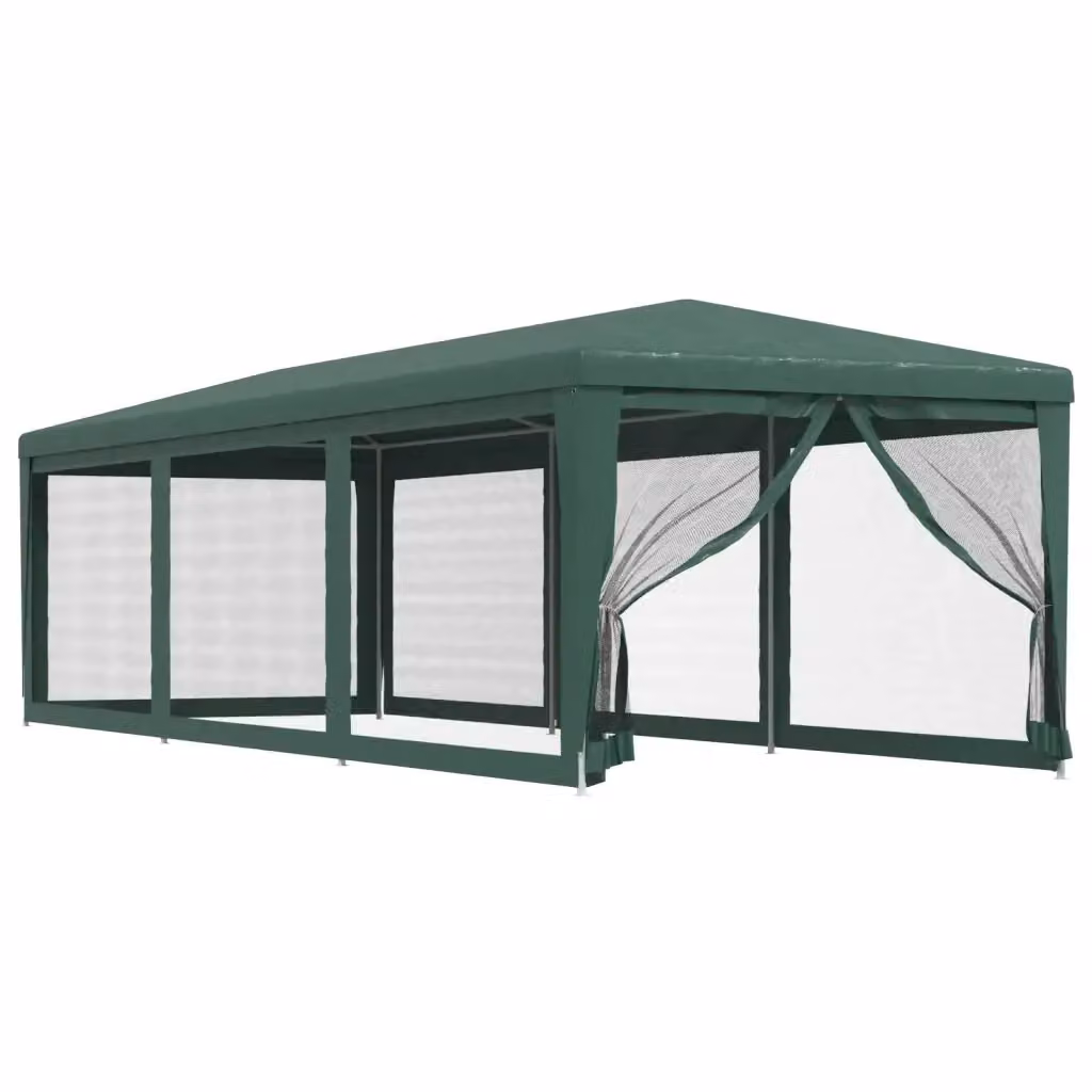 Tenda Gazebo per Feste Verde con 8 Pareti Laterali in Rete L: 9 m, P: 3 m – 2