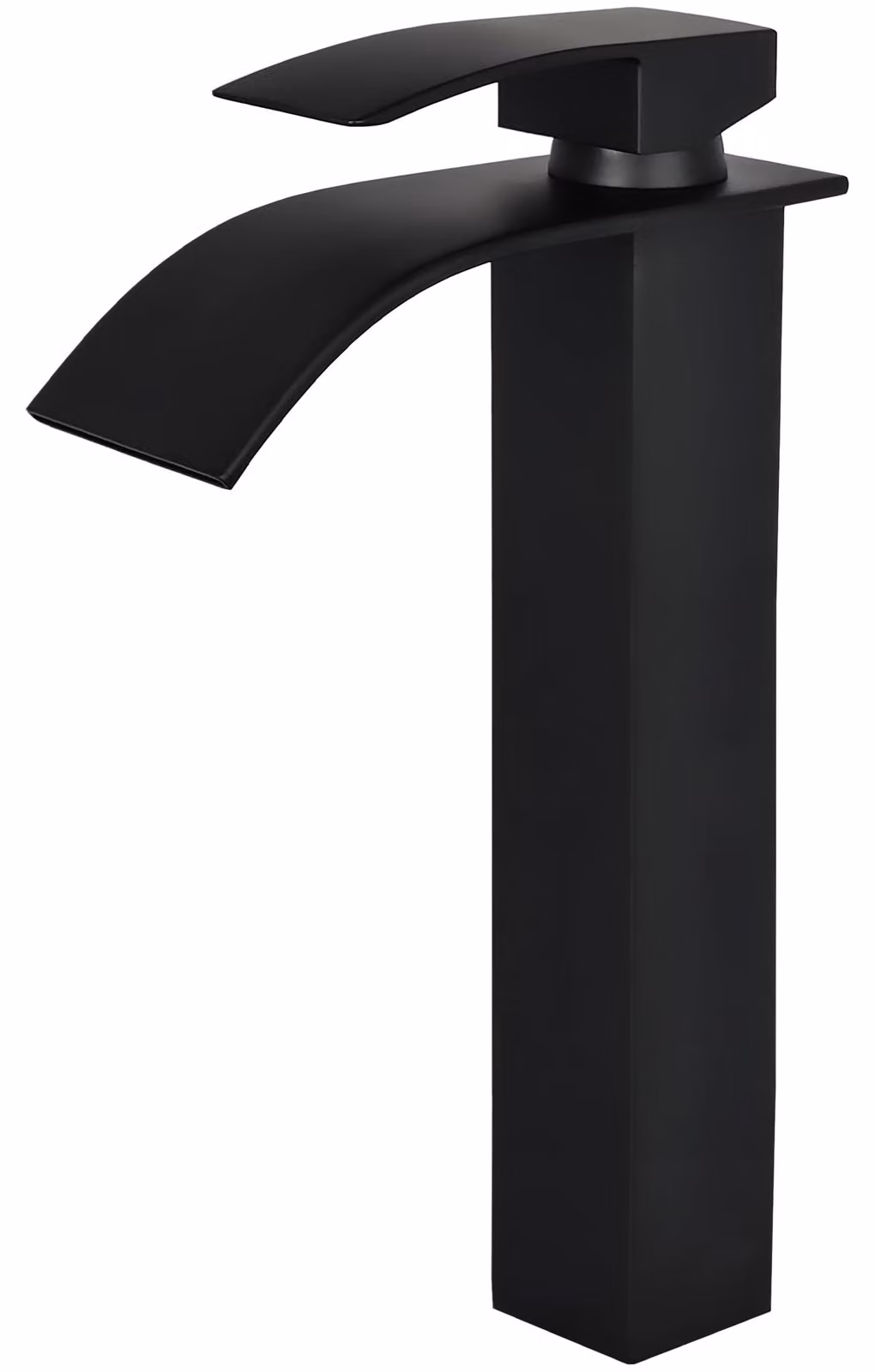 Miscelatore monocomando per lavabo a cascata, in ottone, finitura nero opaco