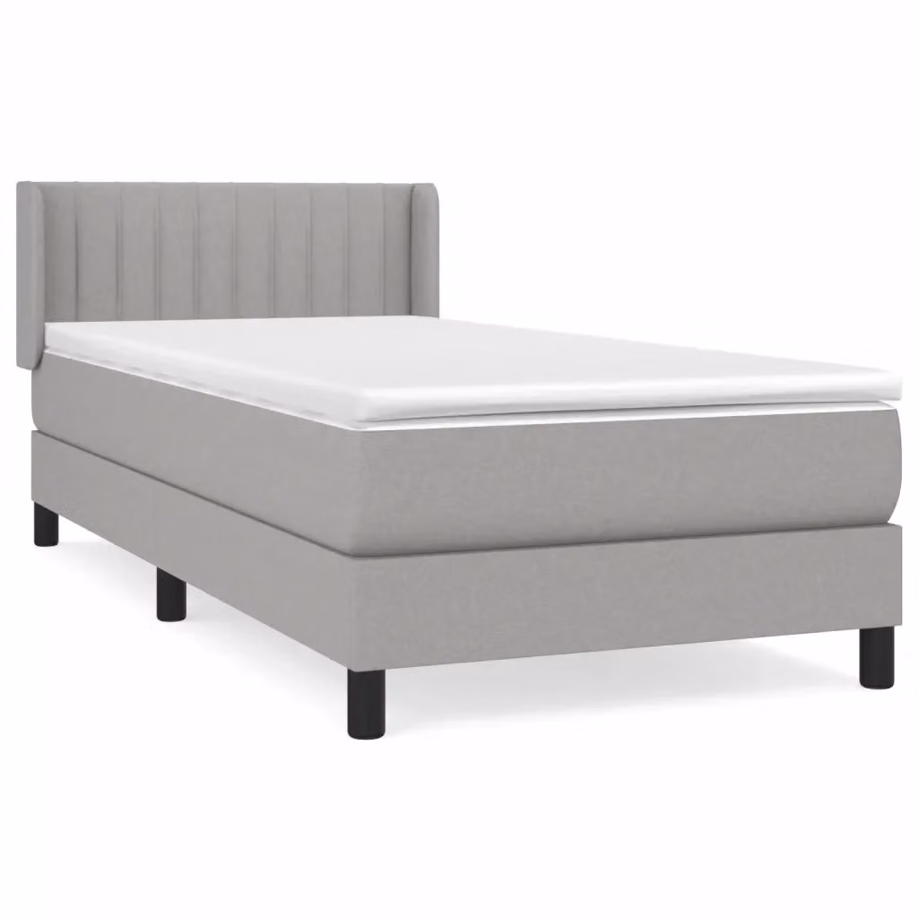 vidaXL Giroletto a Molle con Materasso Ibrido in Tessuto Grigio e Bianco L/P/H: 90 x 200 x 88 cm – 2