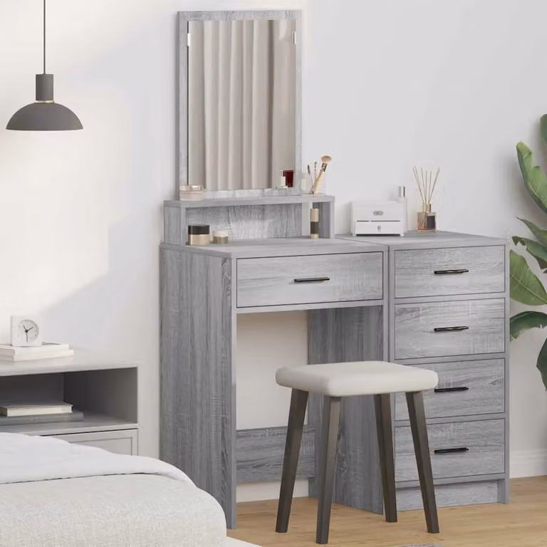 vidaXL Tavolo da Trucco Moderno Grigio L: 50 cm, P: 41 cm, H: 140 cm