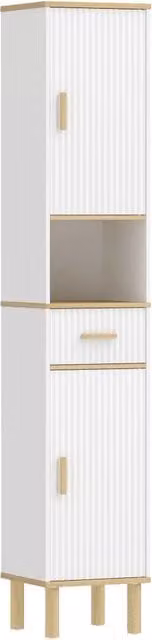Colonna da bagno 31,5 x 29,7 x 171,5 cm cassetto e ripiano regolabile minimalista in truciolare bianco 21_0002141