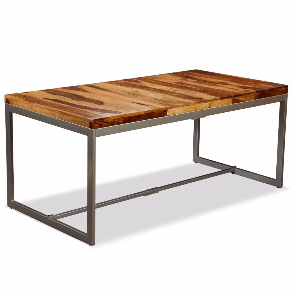 Tavolo da Pranzo in Legno Massello di Acacia e Acciaio 180 cm