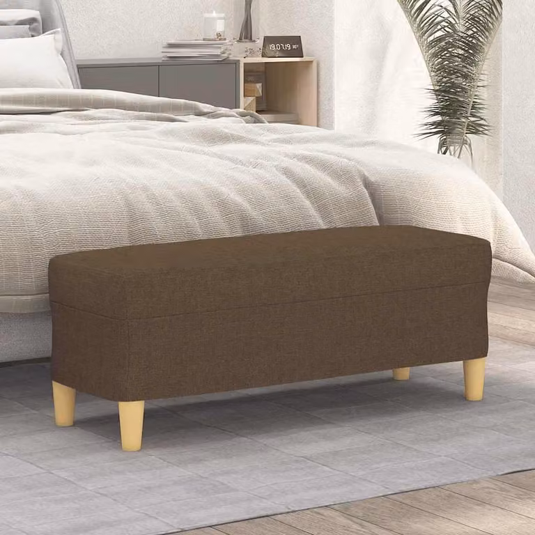 Panca moderna vidaXL in tessuto marrone con struttura in legno L: 100 cm, P: 35 cm, H: 41 cm