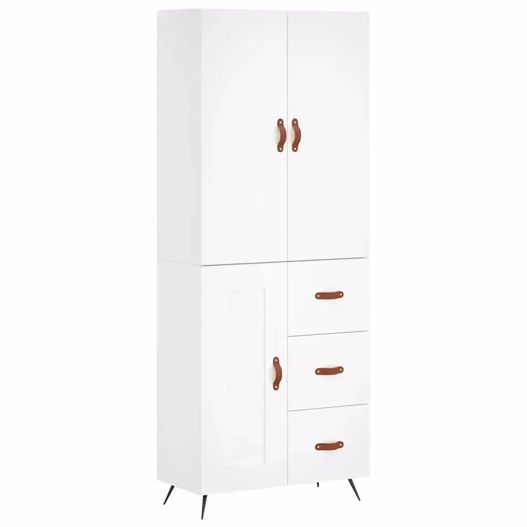 Credenza moderna bianca vidaXL in legno e metallo L: 69,5 cm, P: 34,0 cm, H: 180,0 cm – 2