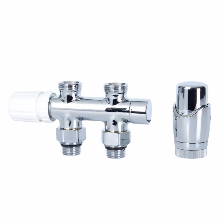 Valvole Diritte Termostatiche Multiblock H Radiatori 3/4” con Adattatori Rame Ø15mm