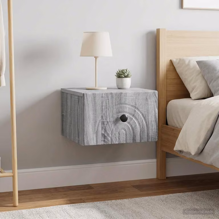 Set di 2 comodini sospesi vidaXL in Grigio Sonoma, L 33 cm x P 34,5 cm x H 20 cm