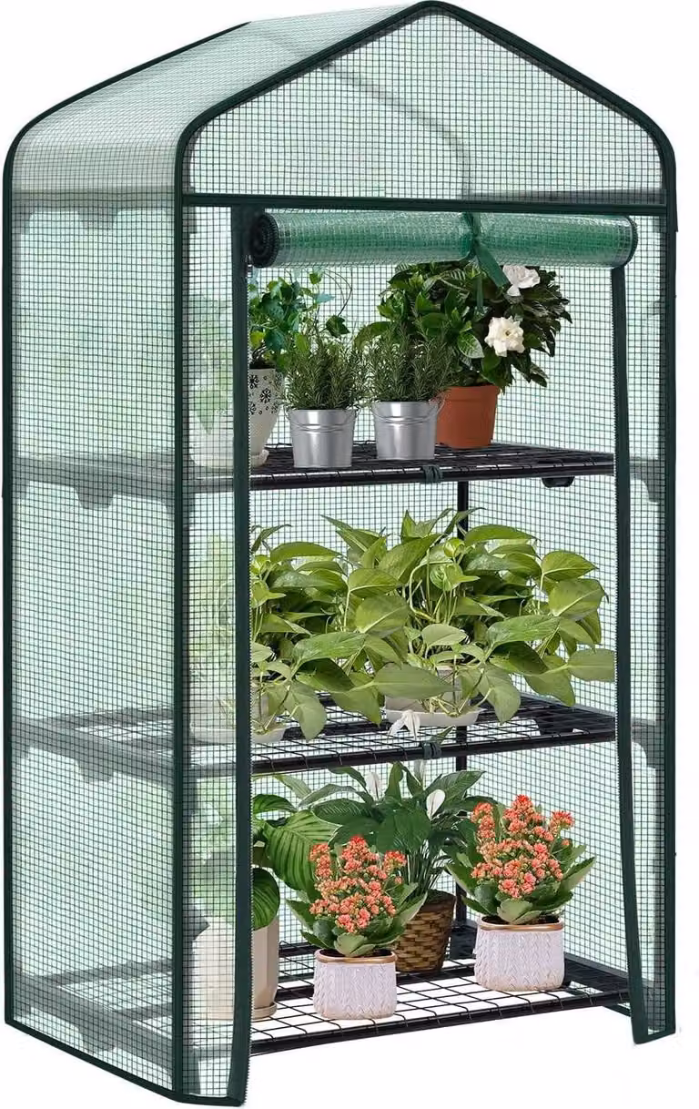 Serra in plastica con porta a rullo | Verde | 69x49x125 cm