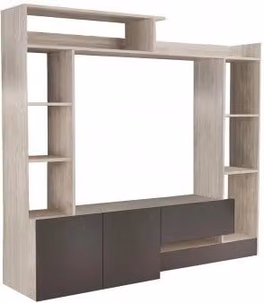 Parete Soggiorno Entry Pino Chiaro e Grigio - Dimensioni: cm 180 x 28/40 x 165 h