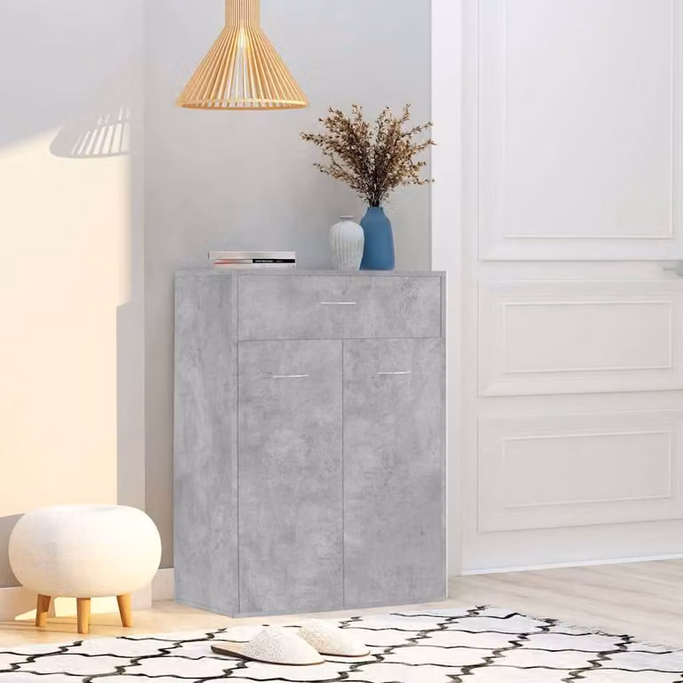 Scarpiera moderna vidaXL in legno grigio con ante a battente e ripiani, L: 60 cm, P: 35 cm, H: 84 cm