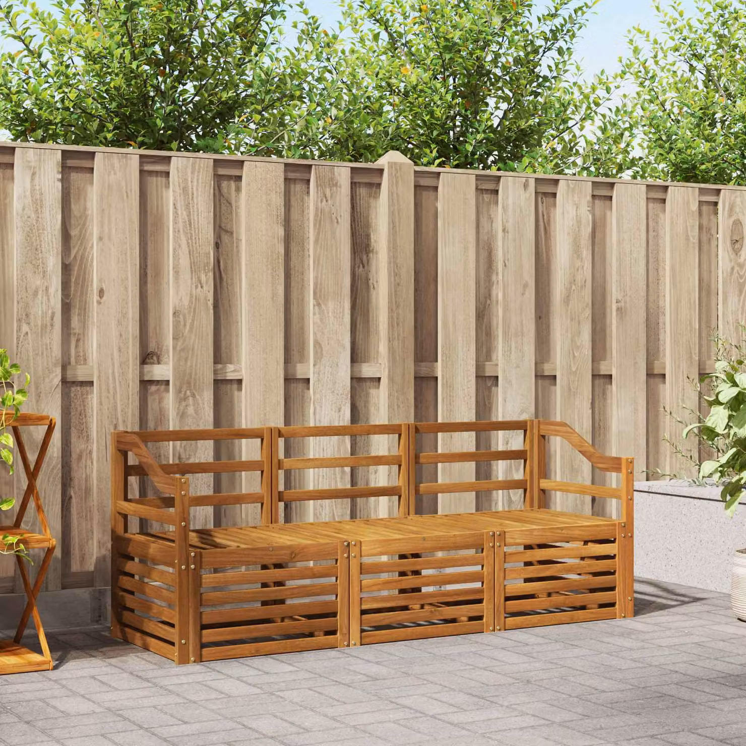 Set di divani da giardino vidaXL in legno di acacia massello marrone, 3 pezzi