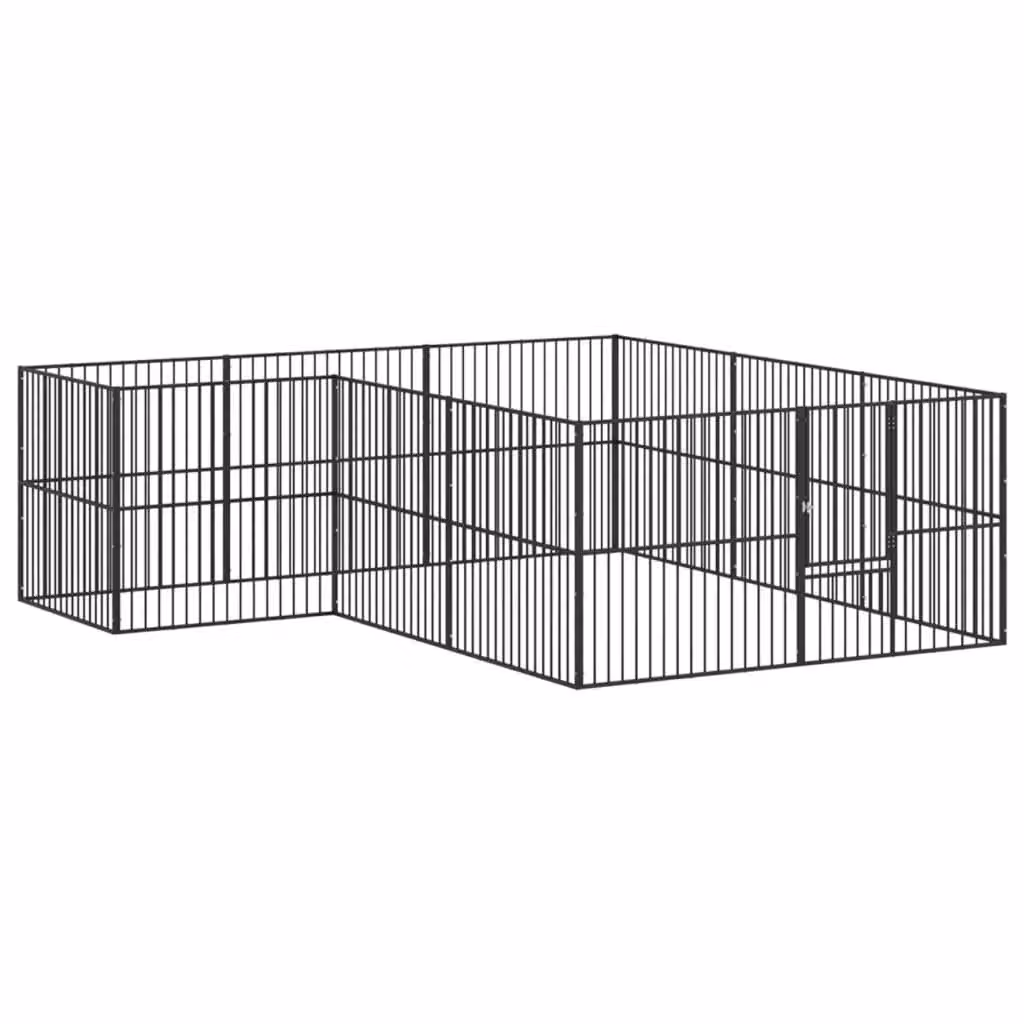 Box per Cani 12 Pannelli Nero Acciaio Zincato