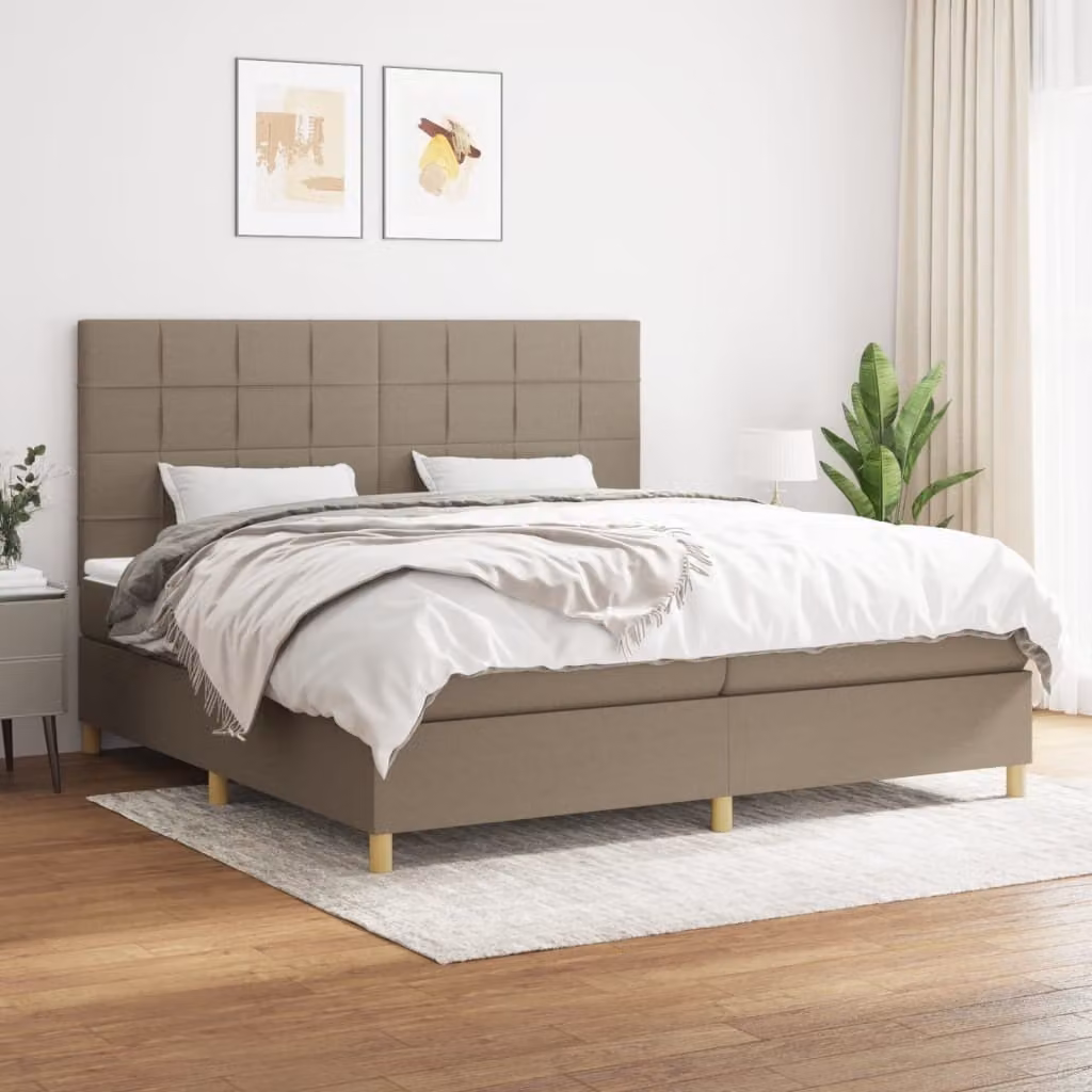 Maison Exclusive - Giroletto a Molle con Materasso Tortora 200x200 cm in Tessuto
