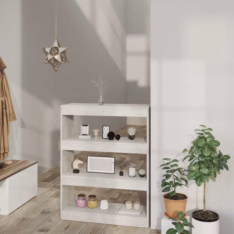 Libreria e divisorio vidaXL in legno multistrato e MDF, colore grigio cemento, L 80 cm x P 30 cm x H 103 cm