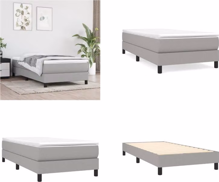 vidaXL Letto boxspring grigio chiaro 90x200 cm in tessuto - Letto boxspring - Boxspringbetten - Bett - Schlafzimmermöbel