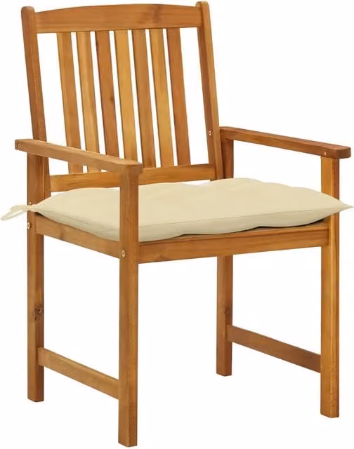 Set di 8 sedie da giardino vidaXL in legno di acacia oliato con cuscini marroni e bianchi