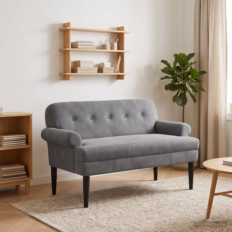 Loveseat vidaXL moderno in tessuto grigio con seduta imbottita L: 120 cm, P: 66 cm, H: 78 cm