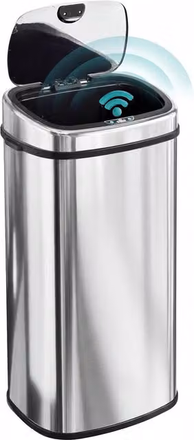 Pattumiera HOMCOM con Sensore a Infrarossi in Acciaio Inox, Rettangolare, Argento, 68 L (H 78,0 cm x L 40,5 cm x P 29,5 cm) – 1