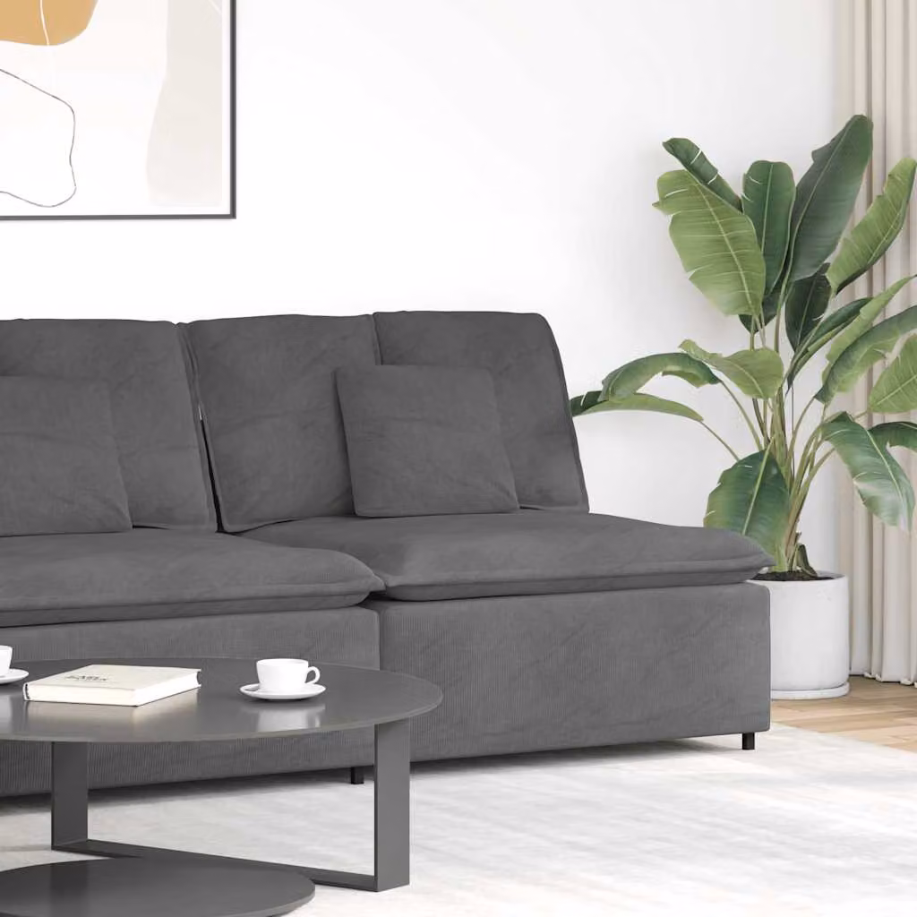 vidaXL Modulo Centrale di Divano Modulare con Cuscini Grigio Scuro L: 100 cm