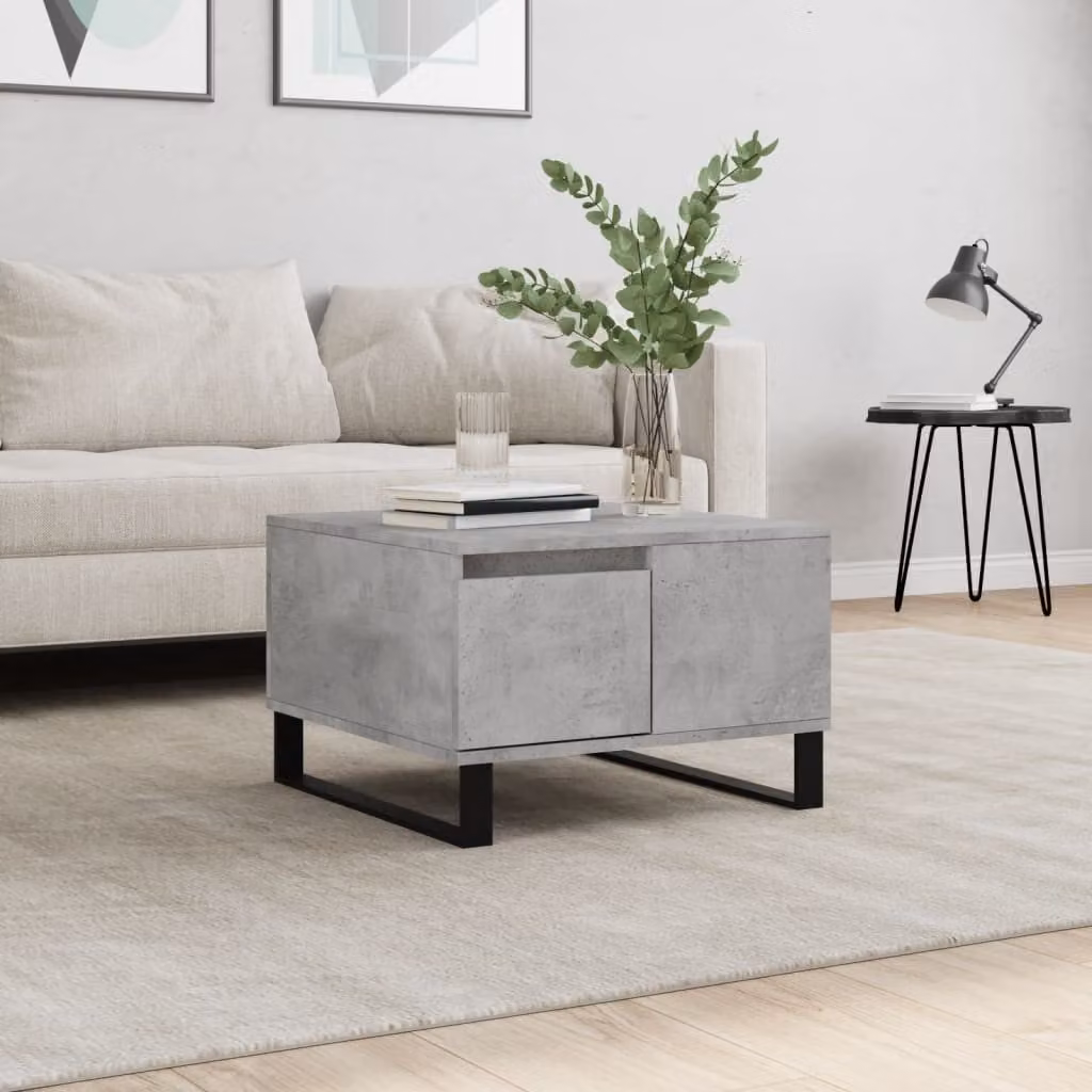 vidaXL Tavolino da Salotto Moderno Quadrato Grigio Cemento L/P/H: 55 x 55 x 36,5 cm