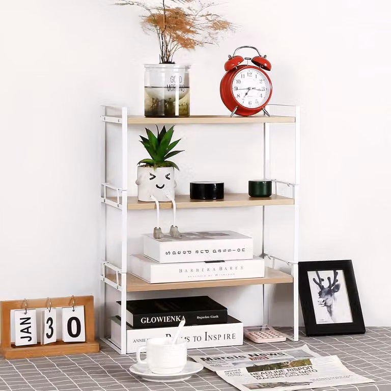 Omgoods - Organizer da scrivania in legno con 3 livelli