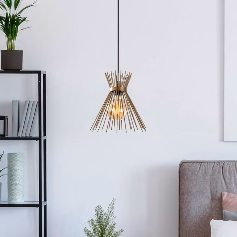 Lampada a sospensione Kirpi 3082 Opviq, dimmerabile, Ottone / Oro, Soggiorno / Sala da pranzo, Metallo, Moderno, Lampada a sospensione