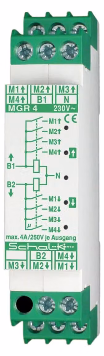 Relè gruppo motore per 4 motori, 230V AC - Relè cieco di isolamento 4A MGR 4