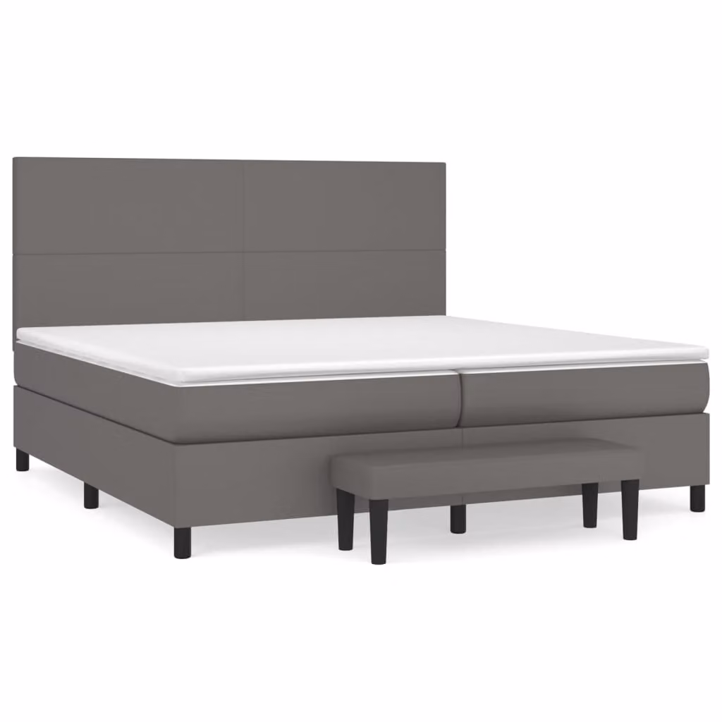 Giroletto a Molle con Materasso Grgio 200x200 cm in Pelle finta