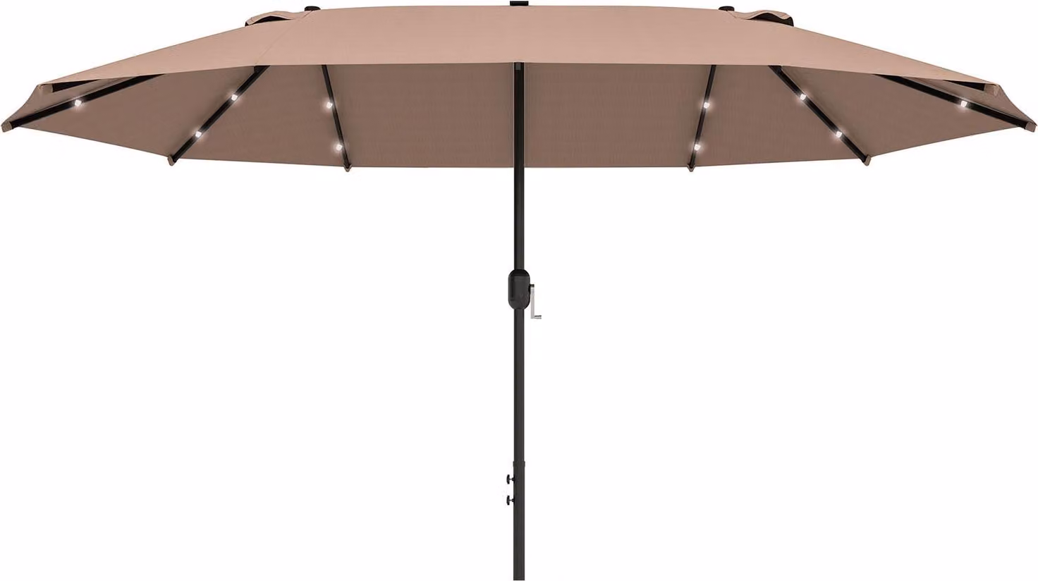 Ombrellone con LED ombrellone doppio 440 x 260 cm ombrellone da giardino ombrellone da patio grande ovale con manovella e struttura in metallo color kaki