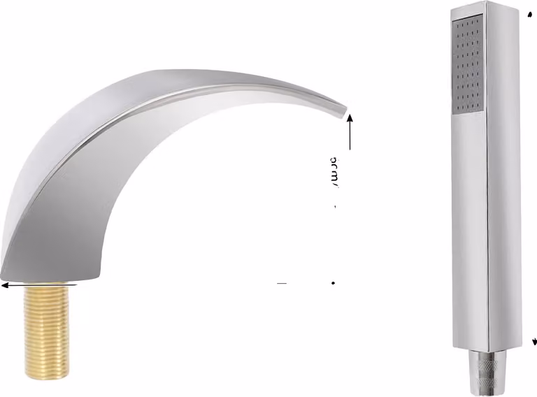 Raccordo a cascata, design moderno, doccetta da 24 cm, argento