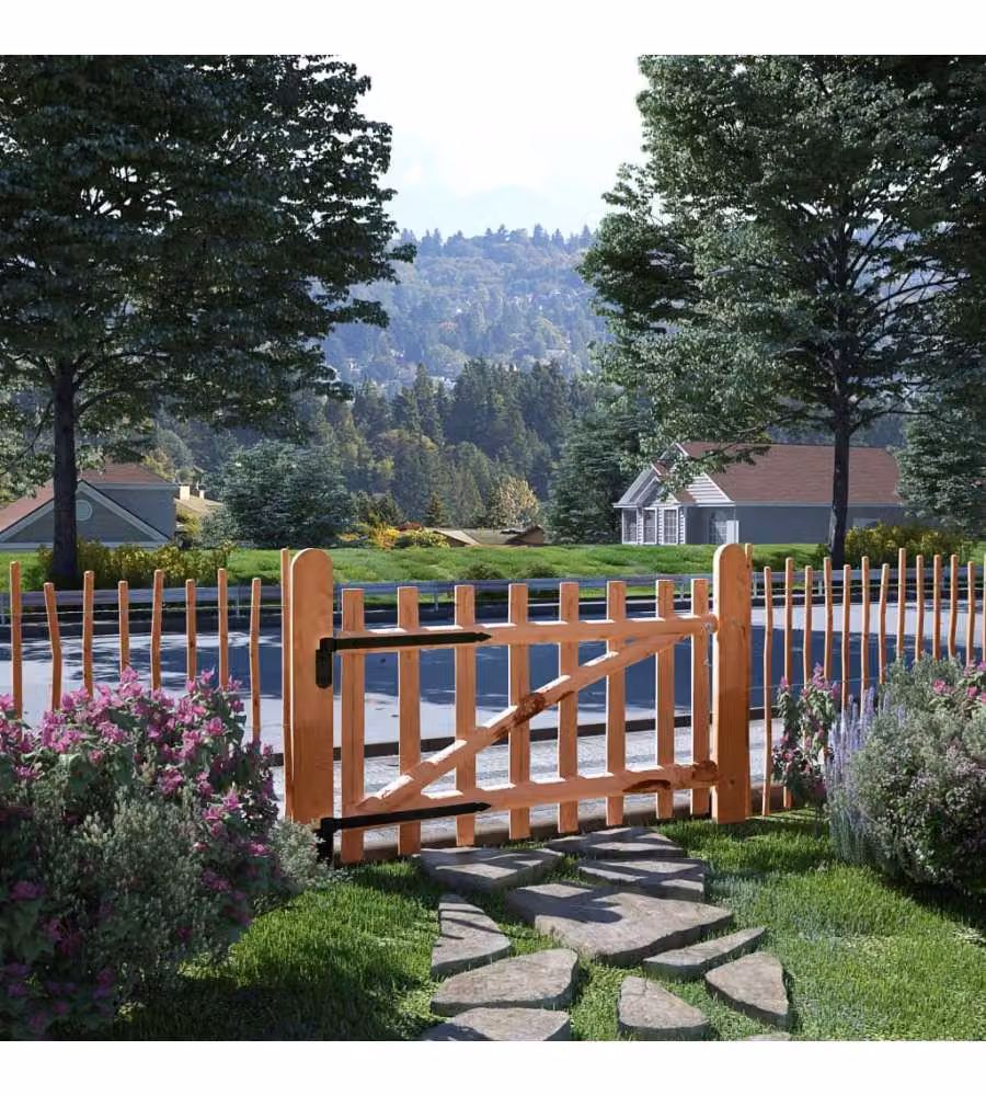 Cancello Singolo per Recinzione in Legno di Nocciolo 100x60 cm 142594