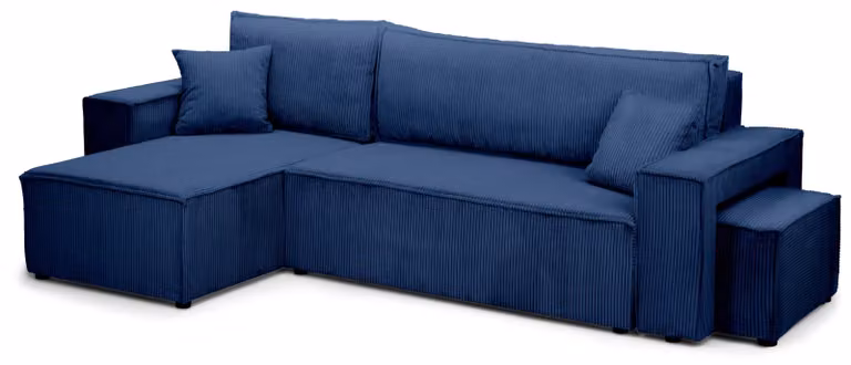 Divano a tre posti con funzione letto, modello Klara, colore blu navy e grafite