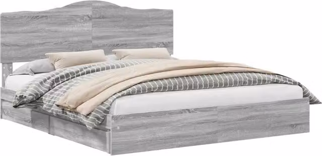 Letto matrimoniale | Letto per adulti | Letto con Contenitore con testiera Grigio Sonoma 180 x 200 cm