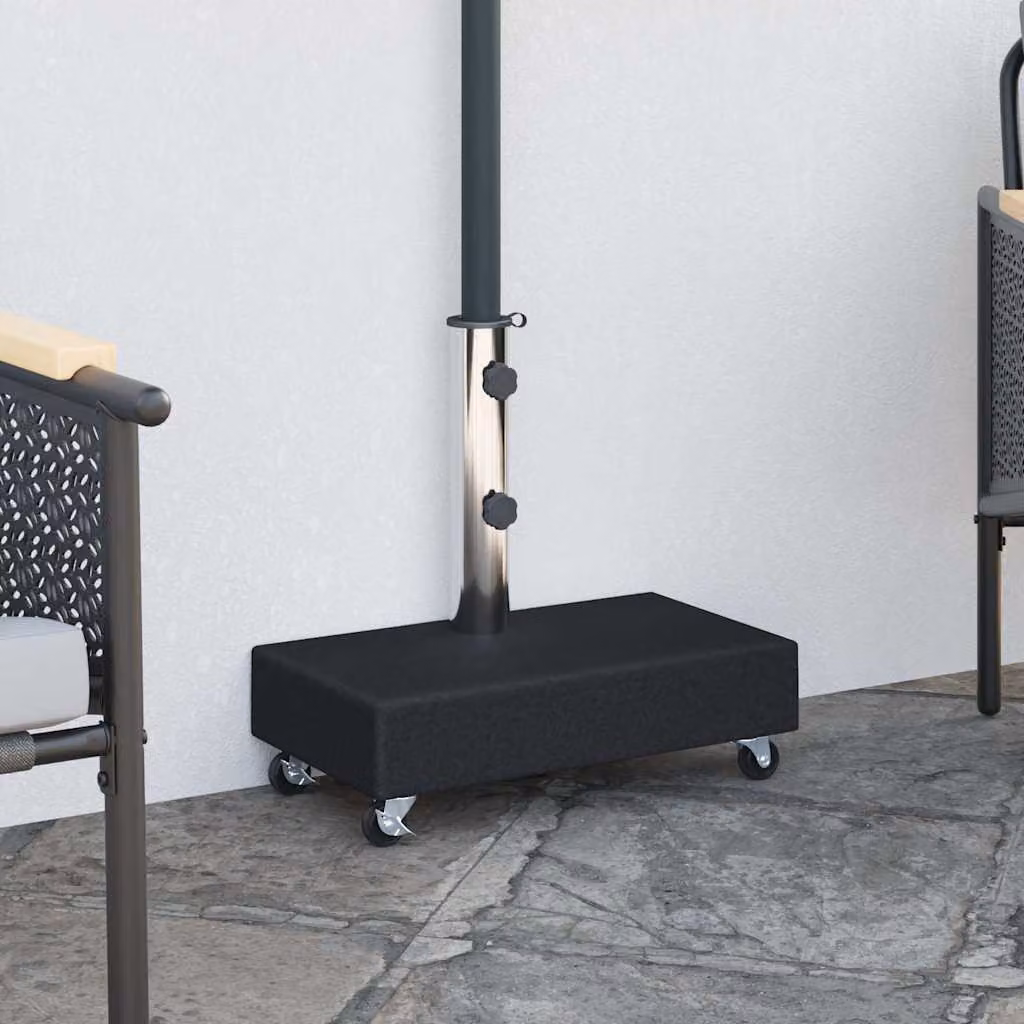 Base per ombrellone vidaXL in granito nero con accenti in acciaio inossidabile L: 45 cm, P: 25 cm, H: 8,3 cm