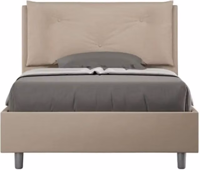 Letto una piazza e mezza senza rete imbottito 120x210 similpelle tortora Appia Large