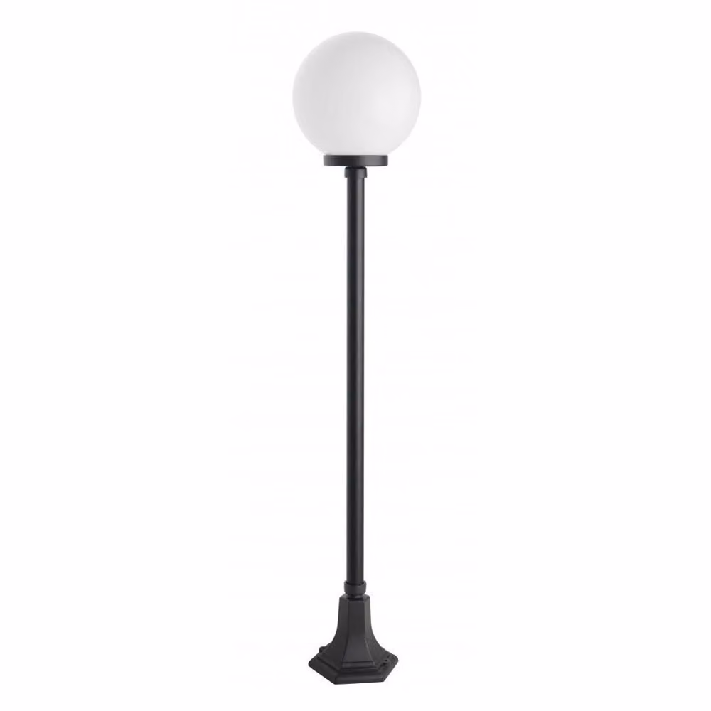 Lampada da giardino 153 cm sfera bianca o fumé 25 cm 1xE27 nero IP43 SU-MA KULE K 5002/1/KP 250
