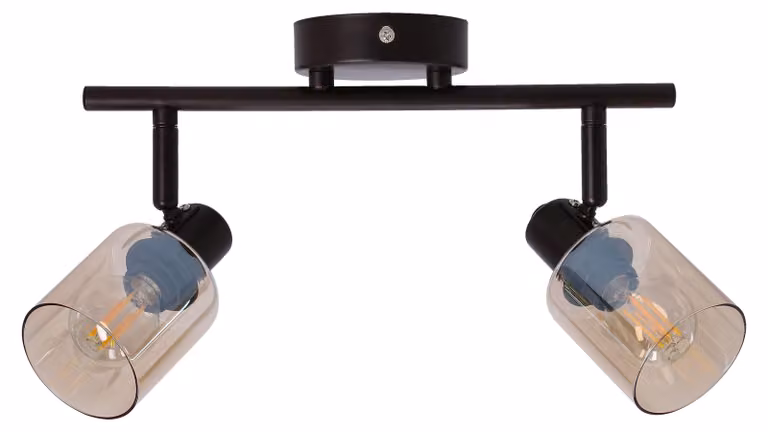Lampada da soffitto con paralumi color ambra Agra, nero e ambra, 2xE14x40W, metallo, dimensioni: 19x36x9 cm, IP20, Candellux