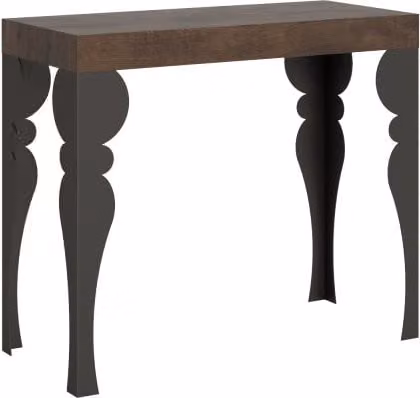 Consolle allungabile Itamoby Paxon Small Premium con telaio antracite e finitura noce, L/P: 90 x 40 cm / 196 x 40 cm