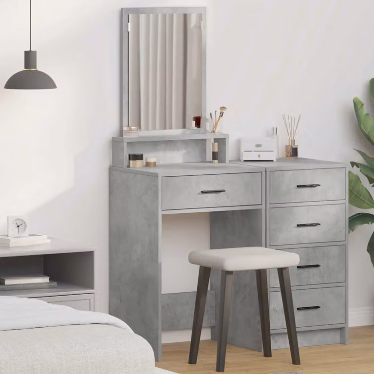 vidaXL Tavolo da Trucco Moderno in MDF Grigio L/P/H: 50 x 41 x 140 cm