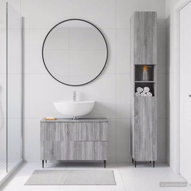 Set di Armadi da Bagno da 2 Pezzi ZWOLLE Sonoma grigio 3417519