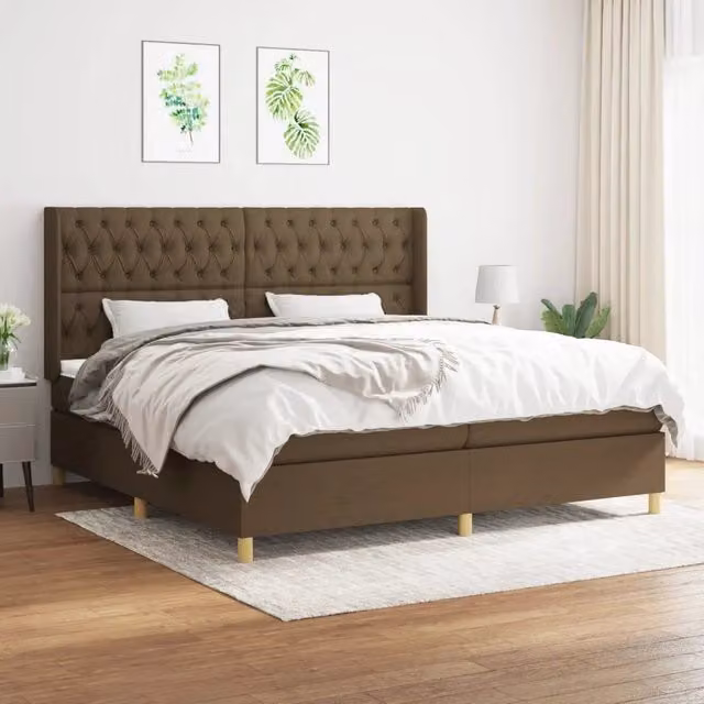 Letto Ibrido vidaXL con Materasso e Struttura in Legno e Metallo, Marrone e Bianco, L/P/H: 203 x 203 x 128 cm – 1
