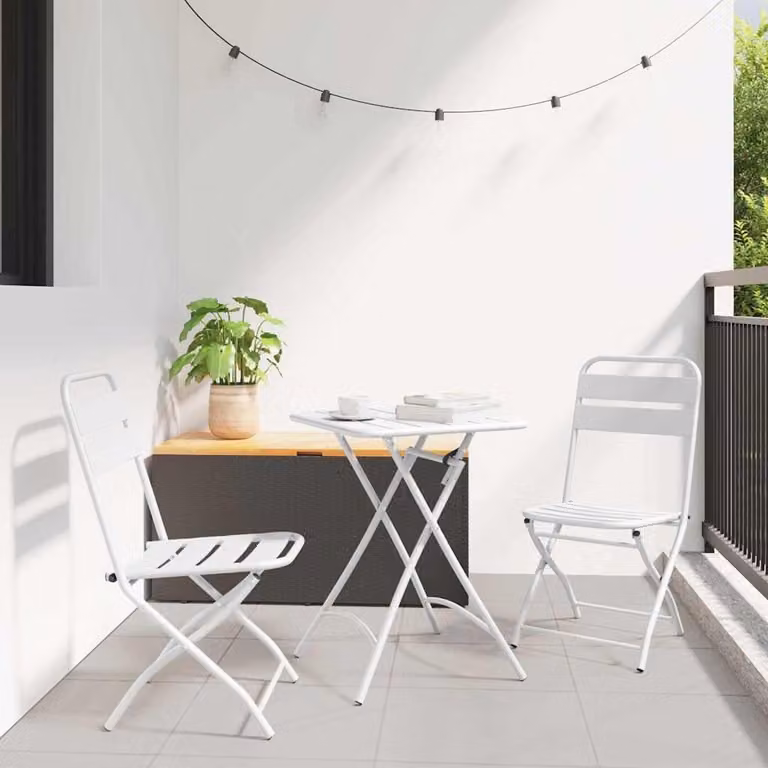 Maison Exclusive - Set da bistrot, 3 pezzi, bianco, acciaio