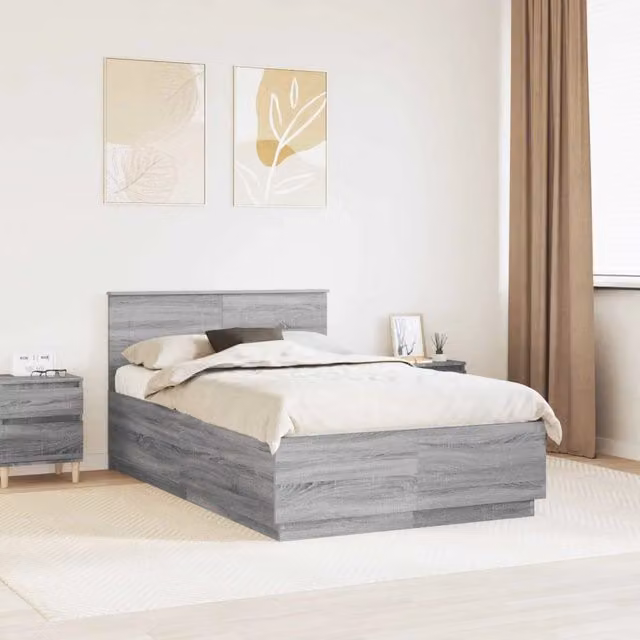 Struttura del letto con strisce LED Grigio Sonoma 120 x 200 cm 3408101