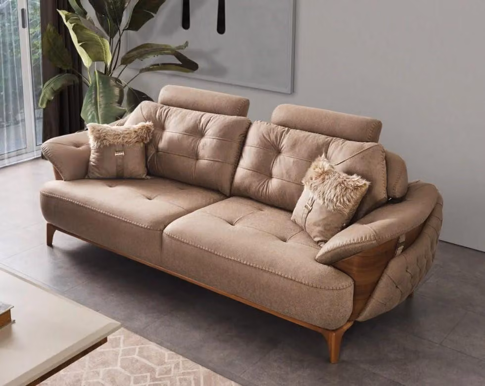 Dreisitzcouch 3-Sitzer-Sofa Dreisitzgarnitur Dreisitzer Polstersofa Cappuccino