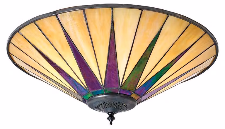Lampada da soffitto rotonda DARK STAR nera 2xE27x20W in vetro, dimensioni: 13x49x49 cm, IP20, stile Tiffany