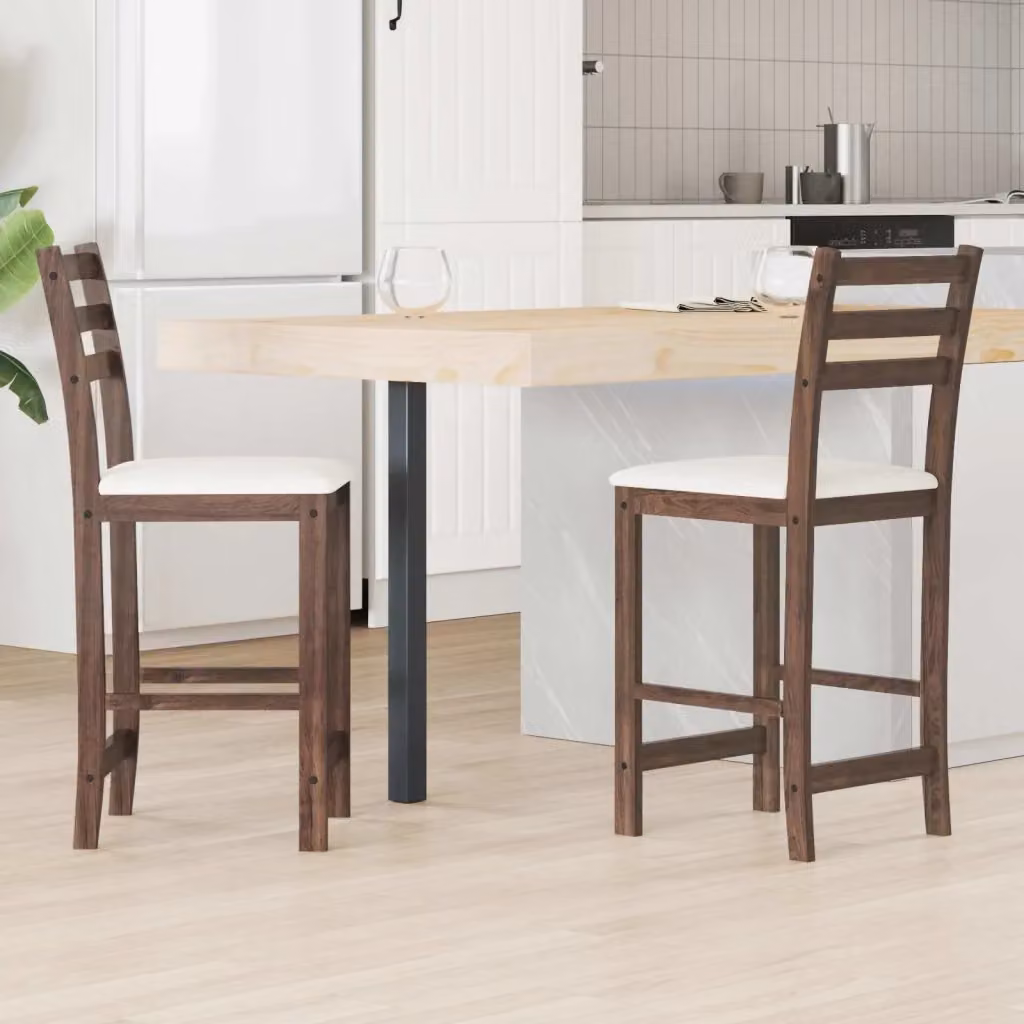 Set di 2 sedie da pranzo e cucina moderne in legno di gomma e tessuto marrone L 40 cm x P 47,5 cm x H 99,5 cm – 2