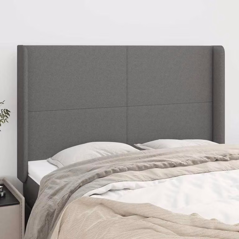 Testiera ad orecchio vidaXL in tessuto grigio scuro L: 147 cm, P: 16 cm, H: 118/128 cm