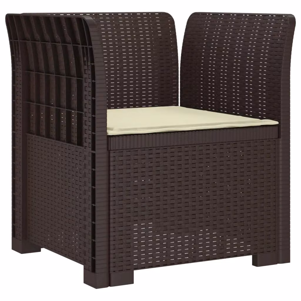 Poltrona singola moderna vidaXL in rattan marrone con cuscino per giardino e balcone – 2