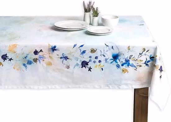 Tovaglia rettangolare Maison d' Hermelien Lazy Summer Days in cotone 100%, decorativa e lavabile, bianca, L: 160 cm x P: 220 cm